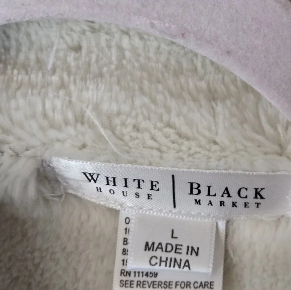 White House Black Market Black and Cream Teddy Jacket - Picture 2 of 4